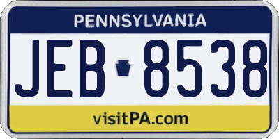 PA license plate JEB8538