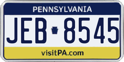 PA license plate JEB8545