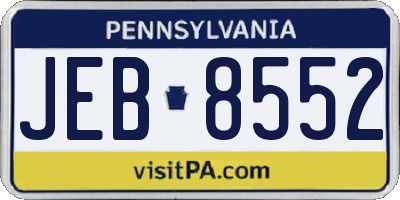 PA license plate JEB8552