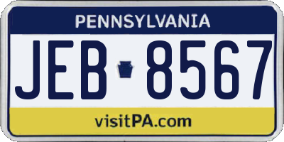 PA license plate JEB8567