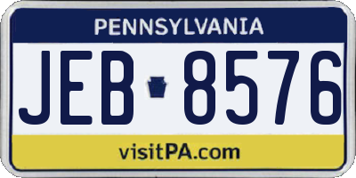 PA license plate JEB8576