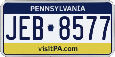 PA license plate JEB8577