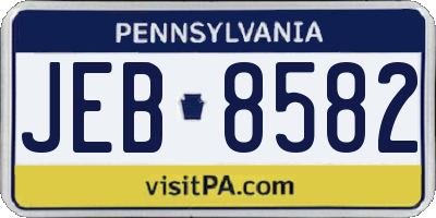 PA license plate JEB8582