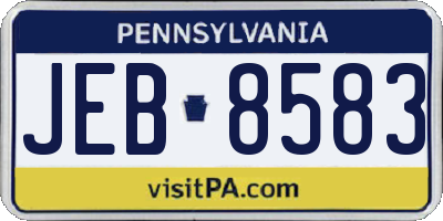 PA license plate JEB8583