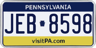 PA license plate JEB8598