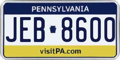PA license plate JEB8600