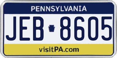 PA license plate JEB8605