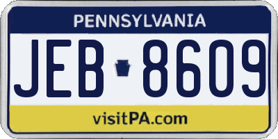 PA license plate JEB8609