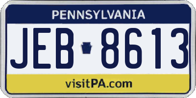 PA license plate JEB8613