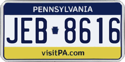 PA license plate JEB8616