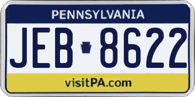 PA license plate JEB8622