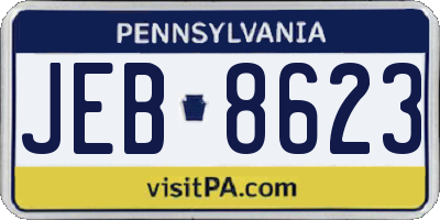 PA license plate JEB8623