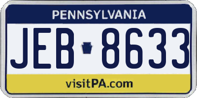PA license plate JEB8633