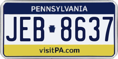 PA license plate JEB8637