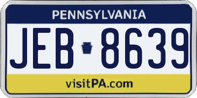 PA license plate JEB8639