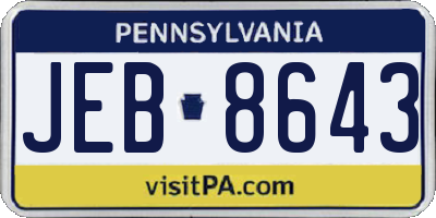 PA license plate JEB8643