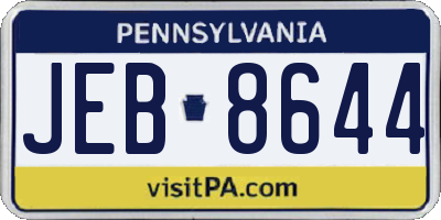 PA license plate JEB8644