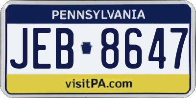 PA license plate JEB8647