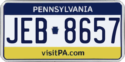 PA license plate JEB8657