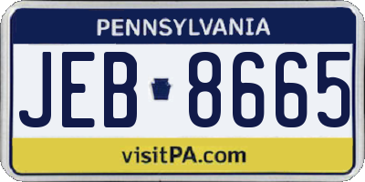 PA license plate JEB8665