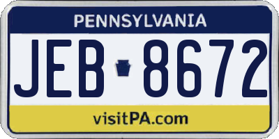PA license plate JEB8672