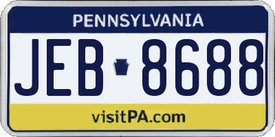 PA license plate JEB8688