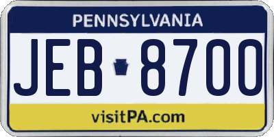 PA license plate JEB8700
