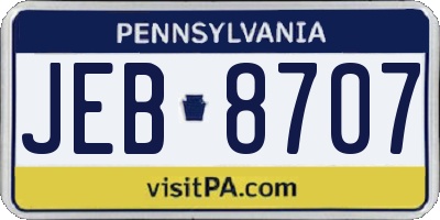 PA license plate JEB8707