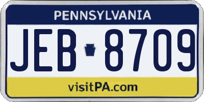 PA license plate JEB8709