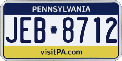 PA license plate JEB8712