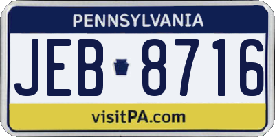 PA license plate JEB8716
