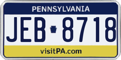 PA license plate JEB8718
