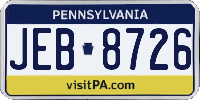PA license plate JEB8726