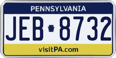 PA license plate JEB8732