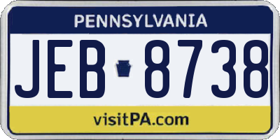 PA license plate JEB8738
