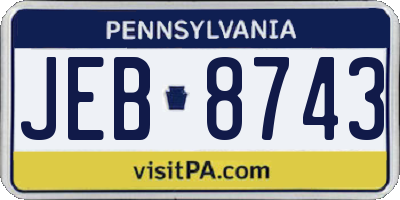 PA license plate JEB8743
