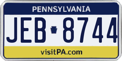 PA license plate JEB8744