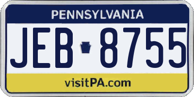 PA license plate JEB8755