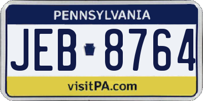 PA license plate JEB8764
