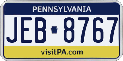 PA license plate JEB8767