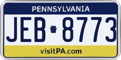 PA license plate JEB8773