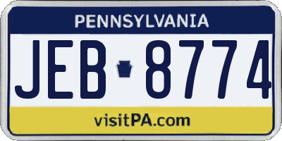 PA license plate JEB8774