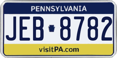 PA license plate JEB8782
