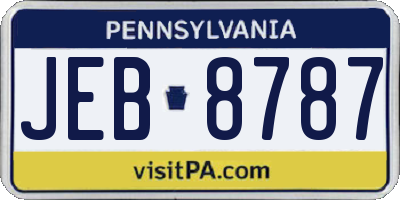 PA license plate JEB8787