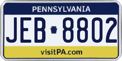 PA license plate JEB8802