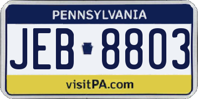 PA license plate JEB8803
