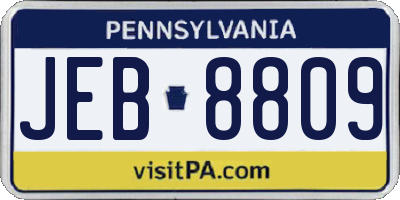 PA license plate JEB8809