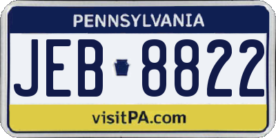 PA license plate JEB8822