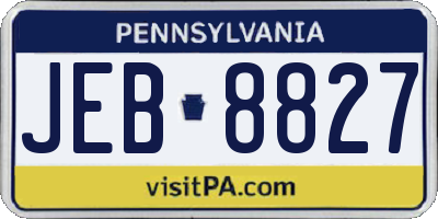 PA license plate JEB8827