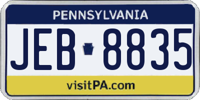 PA license plate JEB8835